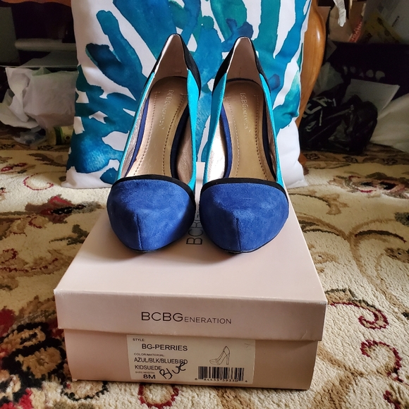 BCBGeneration Blue Suede Heels - Picture 2 of 4